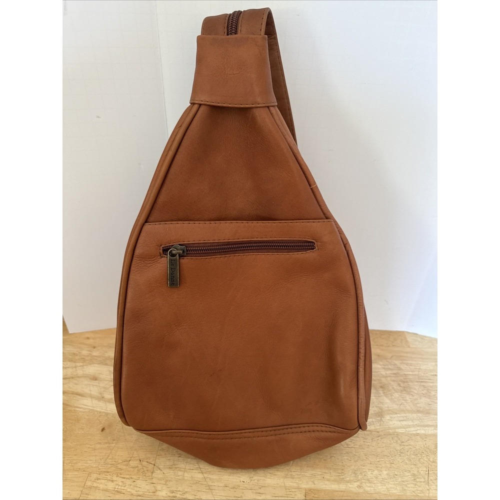 Le Donne Leather Crossbody Sling Backpack Bag - Brown Leather